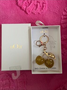 nOir Jewelry Gold Glitter Cherry Bag Charm - Yellow Glitter